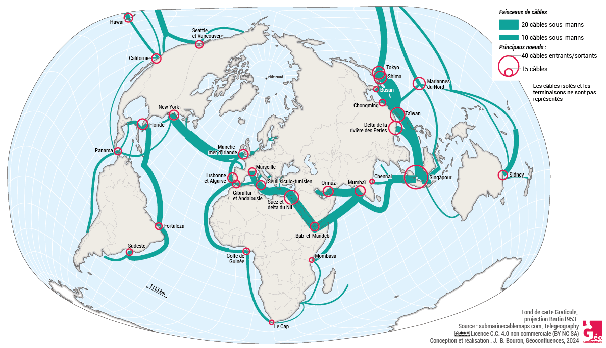 Les câbles sous-marins qui connectent l’internet mondial : un enjeu géopolitique.